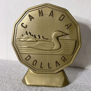 Vintage 90s Playtoy Industries Plastic Loonie  Coin Bank Piggy Bank